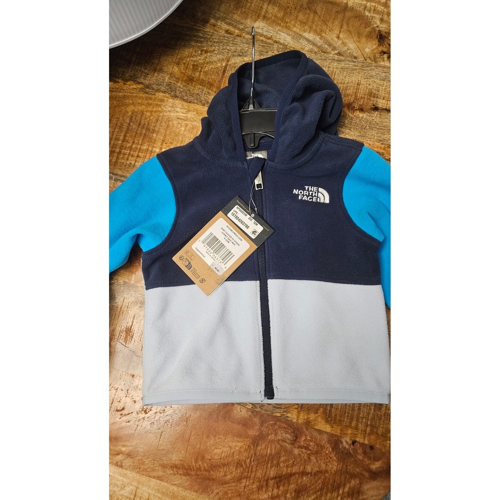 NWT The North Face Baby Glacier Full Zip Hoodie Navy Blue Grey NF0A8CVM 6-12M